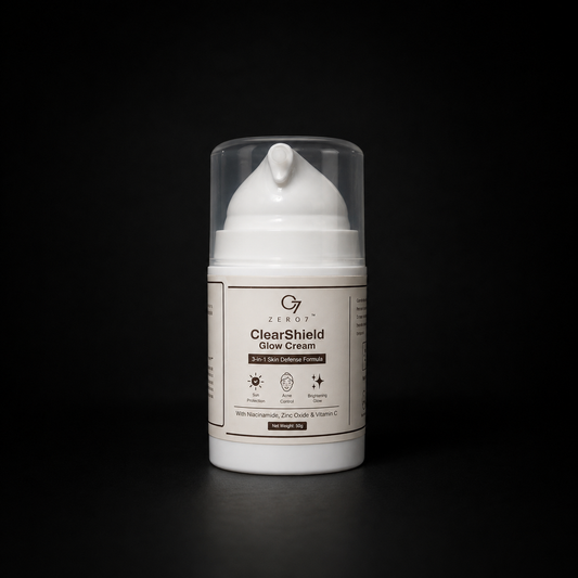 ZERO7 ClearShield Glow Cream | 3-in-1 Skin Defense Formula | Brightening, Sun Protection & Acne Control | 50g